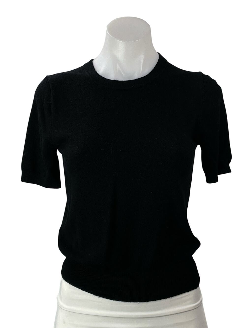 Zara Women's Black Knit Short Sleeve Crew Neck Pullover Sweater Top Size M